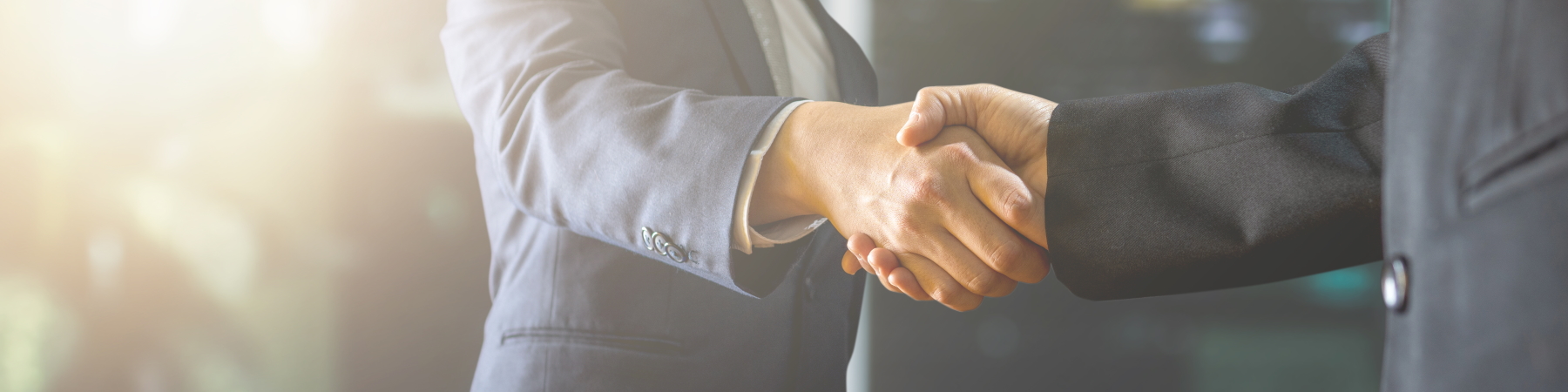 Zwei Menschen geben sich die Hand